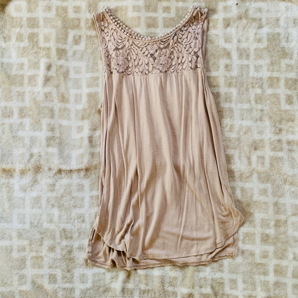 Ambiance, tan lace tank top
